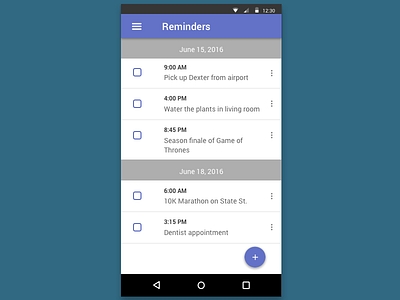 Reminder app for Android android material design sketch ui ux wireframe