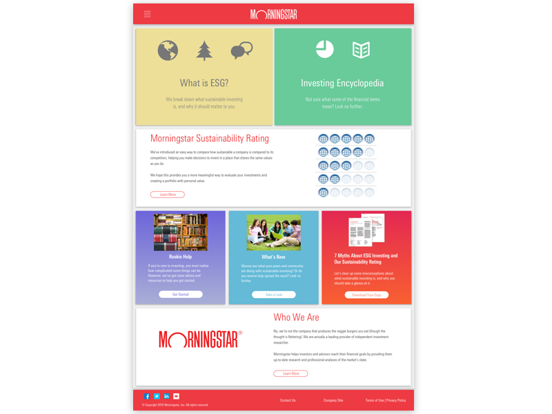 Morningstar ESG Landing Page wireframe sketch ux ui morningstar