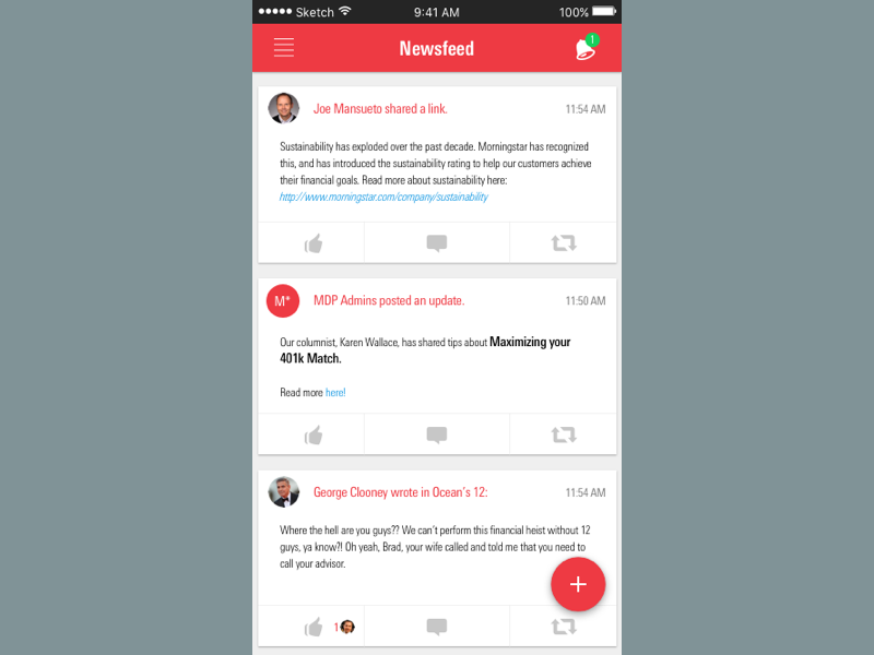 Morningstar Nebula: Home mobile wireframe sketch ux ui morningstar