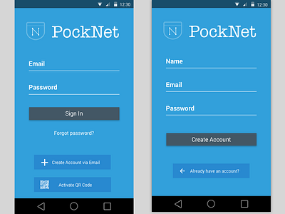 Pocknet: Login and Registration
