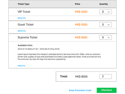 Ticketing Interface event ticket ui ux