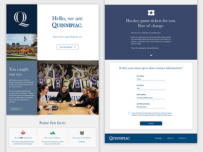 Quinnipiac University Landing Page landing page quinnipiac ui university ux website