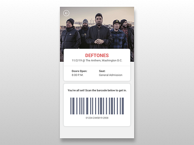 Mobile Concert Ticket Concept concert deftones design mobile product sketch ticket ui ux