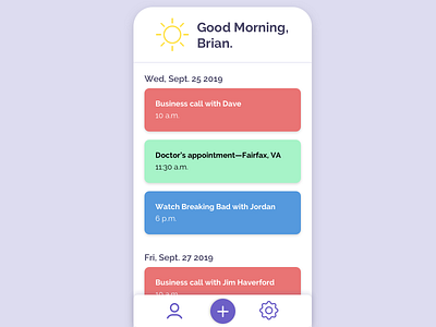 Minimalist Schedule Concept—Mobile calendar design minimalist mobile schedule sketch ui