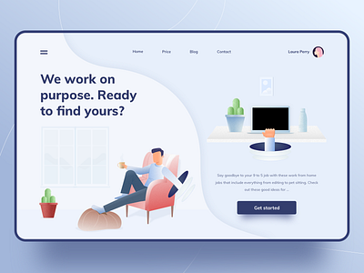 A Remote Job Platform app design art clean color colors design drawing exploration hero home homepage illustration minimal office relax ui ux vector website work from home