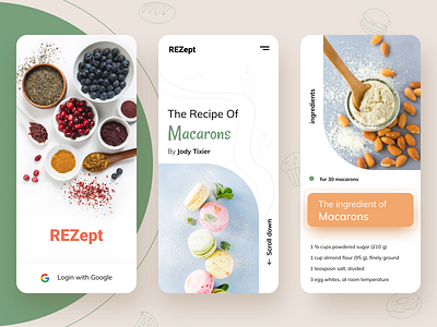 Rezept - The recipe app android app app design art button color cooking design exploration food food app icon illustration ios macaron minimal recipe restaurant ui ux vector