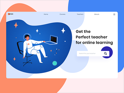 Lernen - Online learning art astronaut clean color concept design exploration gradient graphic hero illustration learning minimal search space stayhome ui ux vector website