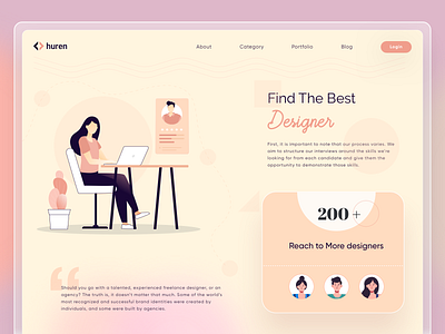 Huren - Hire Designers landing page concept