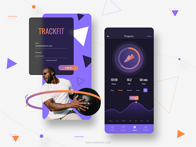 Trackfit - fitness tracking app app branding color concept design exploration fitness fitness tracking gym illustration minimal mobile app ui ui design ux workout