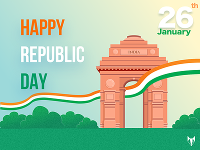 Happy Republic Day 2022! 26th january art clean color design exploration flag gradient graphic design holiday illustration india indiagate minimal nation patriotism republic day sketching trending vector
