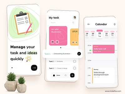 Task Manager App app design art branding calendar call color design event exploration illustration interface meeting minimal mobile app schedule task task list task management task manager ui