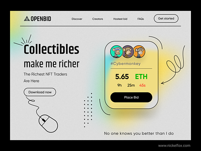 NFT OpenBid Web Concept art bitcoin branding color crypto design doge ethereum exploration ios logo market place minimal nft trade trade app ui ux vector web design