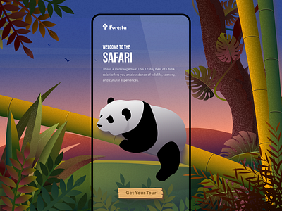Foresta app design art color design exploration forest illustration ios jungle mobile panda responsive safari travel tutorial typography ui ux vector wildlife