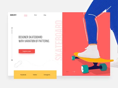 KICKFLIP IT art color design exploration hero homepage icons illustration ios minimal patterns screen skateboard skates typography ui ux vector web design website