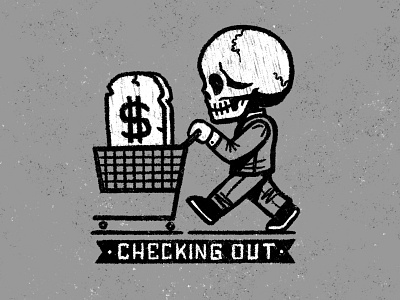 Checking Out cart check out dapper procreate shopper shopping cart skull