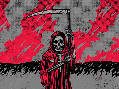 I Voted climate change comic book art election grim reaper horror politics procreate retro supply co smoke weekly warm up wildfires
