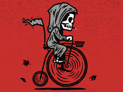 End-of-life Cycle autumn bicycle cigarette cycling fall grim reaper peddle penny farthing racing smoking