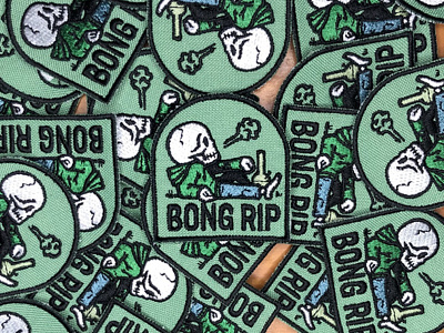 Bong RIP patches 420 bong custom drugs marijuana patch patches skeleton skull smoke weed