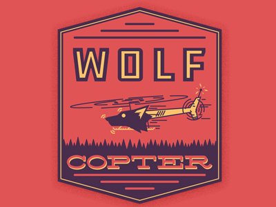 Wolf Copter badge comedy design earwolf emblem helicopter howard kremer kulap vilaysack logo park podcast ranger shield type typography vector who charted wolf