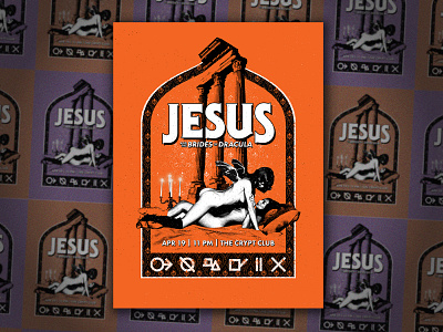 Jesus and the Brides of Dracula cult demon dracula fake band gig poster hobo code lynchian