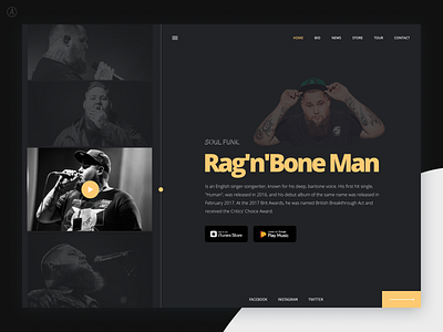 Rag'n'Bone Man (Redesign concept) artist clean design itunes music music app music art musician song ui webdesign website