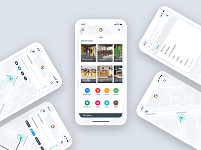 Concept for Google maps app applicaiton clean google map maps material mobile mobile app simple white