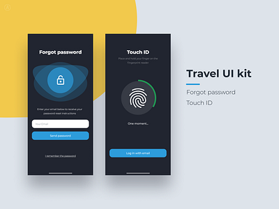 Travel app UI kit app clean design forgot password inspiration mobile mobile app touch id touchid travel ui ui kit uikit