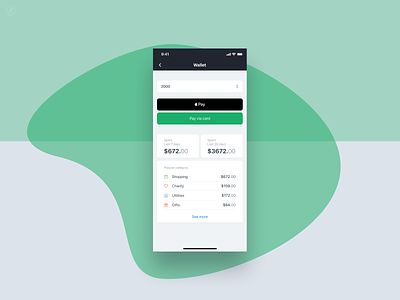 Wallet (add money) applicaiton clean green ios mobile app money spent ui wallet