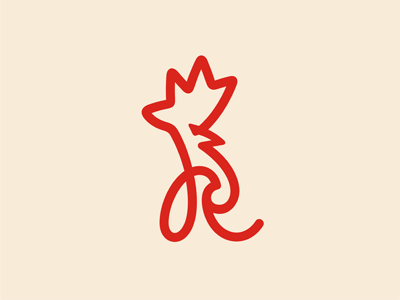 Red Rooster Logo abstract animal bird brand chicken emblem icon letter line linear logo minimalistic outline pet r red rooster vector