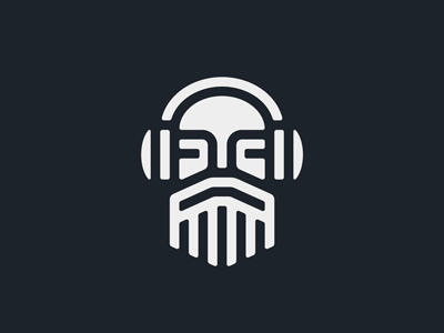 Bearded Man Logo beard bearded biker brutal dj face geometric guy head headphones linear logo man minimalistic music producer rap recording rock sound