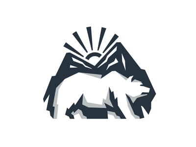 Bear Mountain Logo animal bear beast canyon dawn emblem island landscape logo mascot mountain nature predator rocks silhouette stone taiga vector wild wildlife