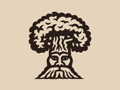 Wise Tree Logo beard consultation culture elder emblem face family head heritage logo man nature oak psychology roots silhouette tattoo tradition tree wise