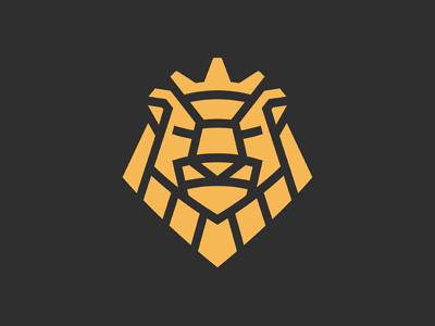 Lion logo template crown defense finance gold king lion logo mane safety shield