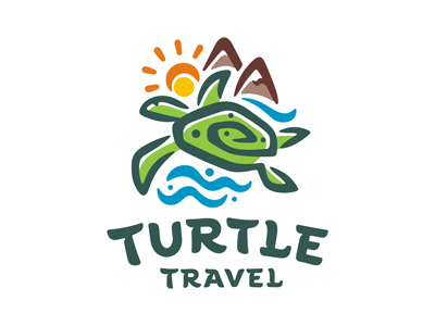 Turtle logo template adventure agency beach drawing island nature resort sea tour tourism travel turtle