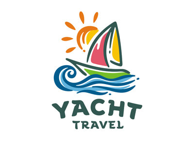 Yacht logo template adventure boat cruise ocean sail sailboat sailing sea tourism travel wave yacht