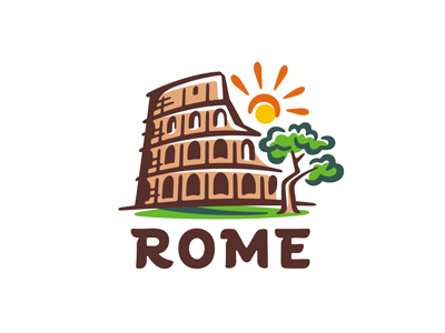 Rome logo template city colosseum drawing emblem italy landmark landscape logo monument print rome travel