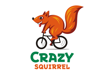 Crazy Squirrel animal bicycle cartoon crazy crazy squirrel creative cute fun lifestyle logo rental sports squirrel wildlife