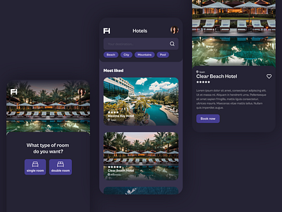 mobil hotel booking website booking darkmode design figma hotel mobile travel ui webdesign website