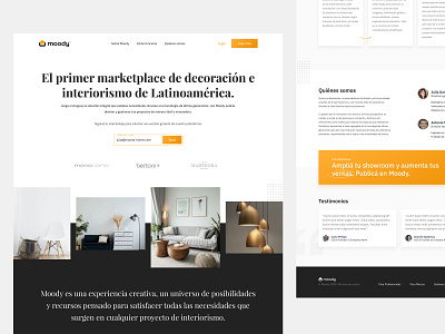 moody / landing page architecture web bold decoration design gradient hero section home interior design landing landing page luxury minimal redesign ui web website