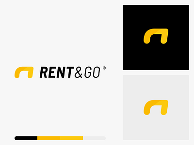 Rent&Go Logo branding dark logo logodesign logotype minimal rent rent car rental yellow