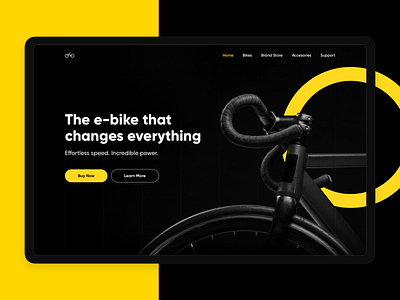 e-bike Dark Hero bikes black bold dark ecommerce hero landing minimal shop typography ui yellow