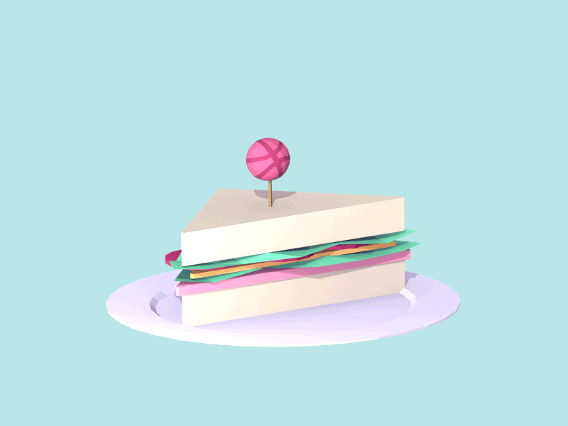 Hello Dribbble 3d animation debut gif loop sandwich