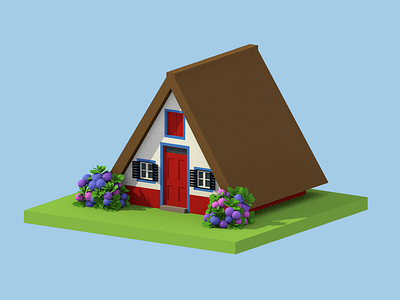 Madeira House 3d arquitecture house lowpoly render