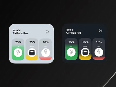 Airpods Battery Widgets airplay app application battery concept design earbuds earphone ios iphone mobile panel phone platform symbol symbols ui ux widget