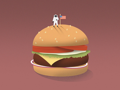 Great achievements achievement astronaut burger flaf hamburger illustration space usa