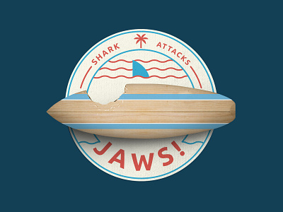 Shark Attacks Keyvisual attack emblem icon jaws keyvisual logo patch sea shark surf surfboard typo