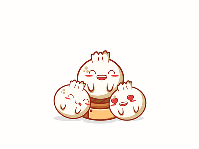 cute korean food dimsum kawaii face cartoon cute delicious design dimsum graphic design koren food mascot restaurant