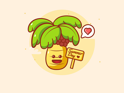 Cute Illustration Of Coconut tree celebrate summer day