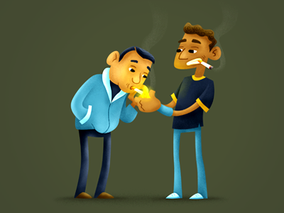 Smoking Zone - Light cartoon character illustration smoking
