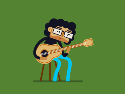 Guitarist animation cartoon character guitar singer